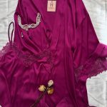 Déshabillé Long en Satin HW10023 aubergine