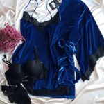 Déshabillé velour H205 bleu