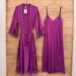 Déshabillé Long en Satin HW10023 aubergine – Image 2