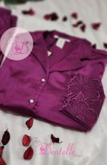 Pyjama satin HP359 Aubergine – Image 2