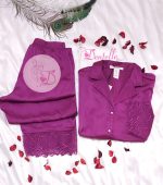 Pyjama satin HP359 Aubergine – Image 3