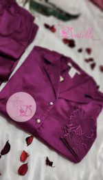 Pyjama satin HP359 Aubergine – Image 4