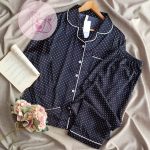 Pyjama satin CH017 Noir point – Image 6