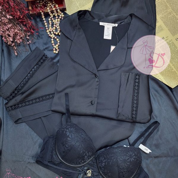 Pyjama satin HP378 Noir