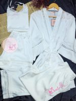 Pyjama satin 4pcs HP379 Blanc