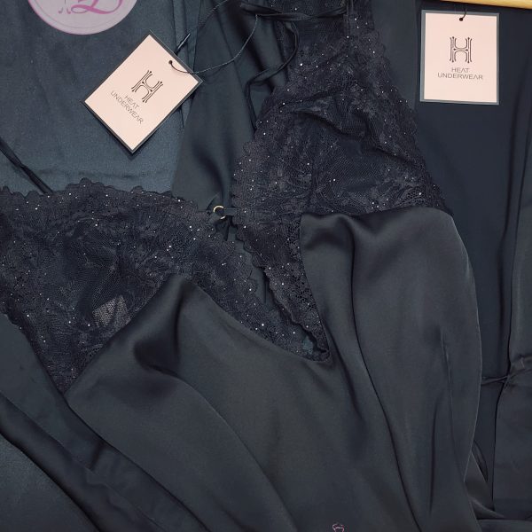 Déshabillé satin HP369 Noir