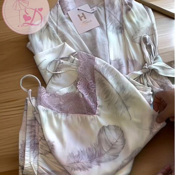 Pyjama satin 3pcs HP349 Rose