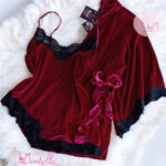 Déshabillé velour H205 Rouge