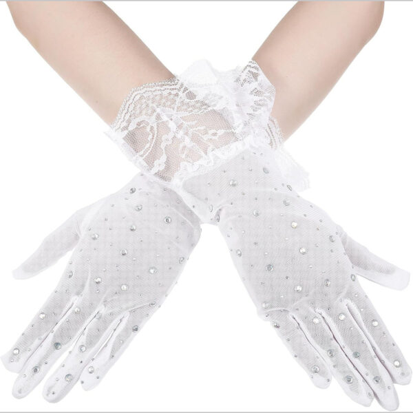Gants tulle dentelle perlée