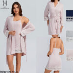 Déshabillé coton HW1048 Gris – Image 3