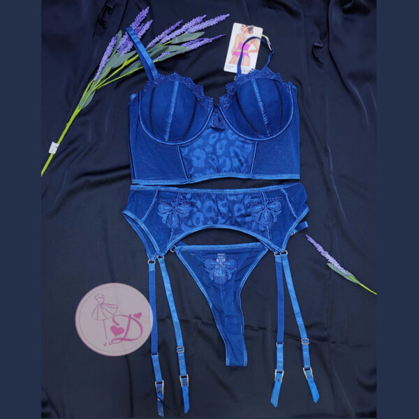 Ensemble porte jarretelle 68065 Bleu pétrole