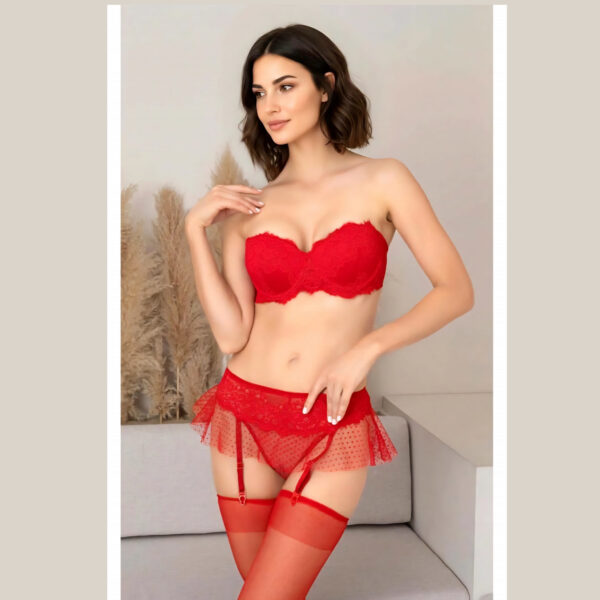 Deux pièces porte jarretelle 2402 Rouge