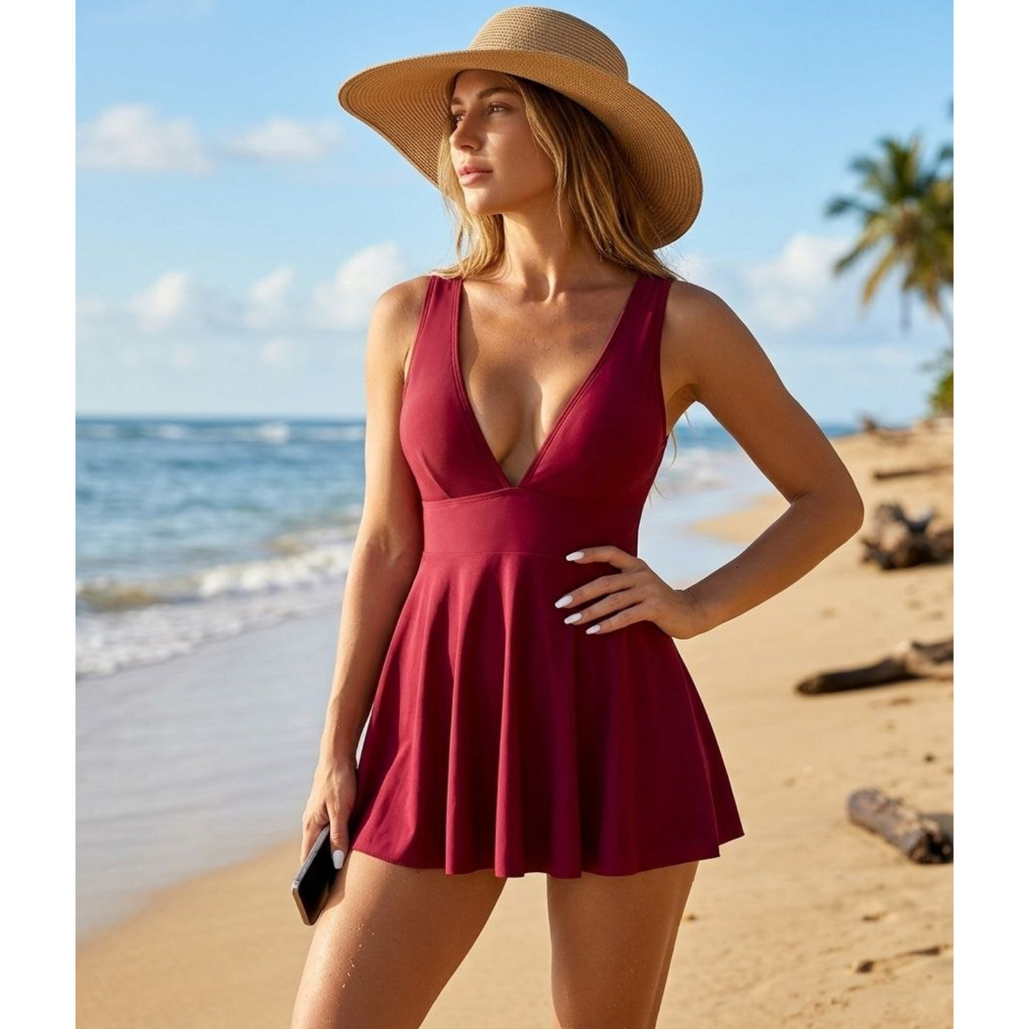 1 Maillot robe 35036 Burgundy
